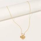 Romwe Opened Heart Pendant Chain Necklace 1pc