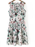 Romwe Multicolor Sleeveless Pleated Floral Print Dress