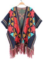 Romwe Geometric Print Tassel Knit Cardigan