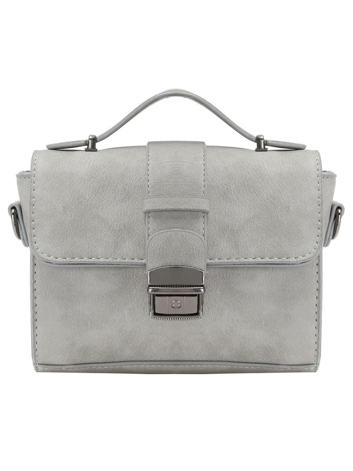 Romwe Grey Release Buckle Flap Shoulder Bag