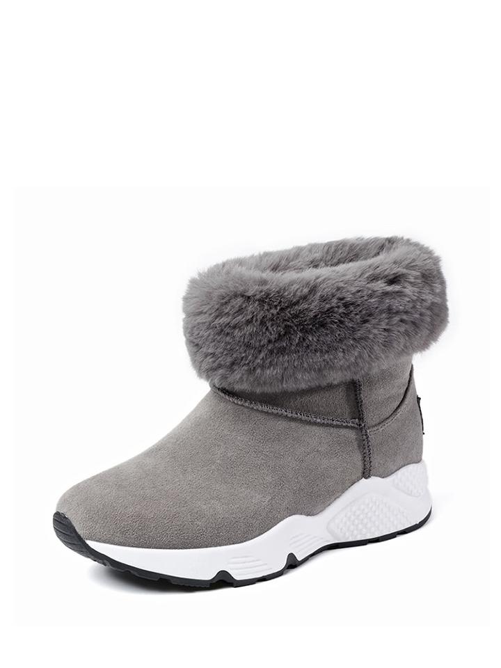 Romwe Fur Lined Suede Ankle Boots