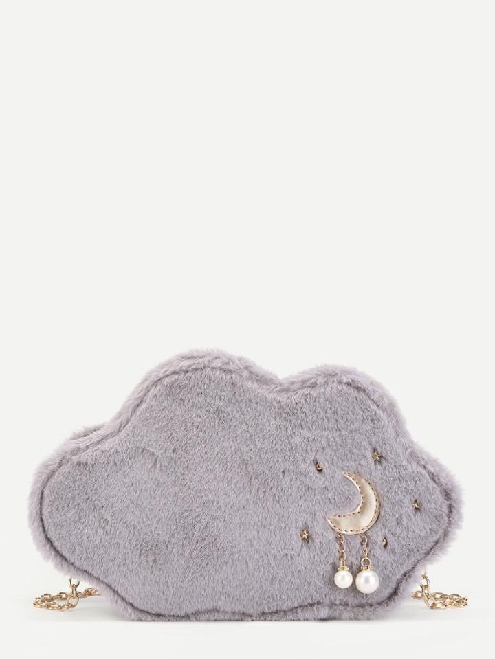 Romwe Moon Pattern Clouds Shaped Chain Bag