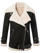 Romwe Black Lapel Oblique Zipper Faux Shearling Coat With Belt