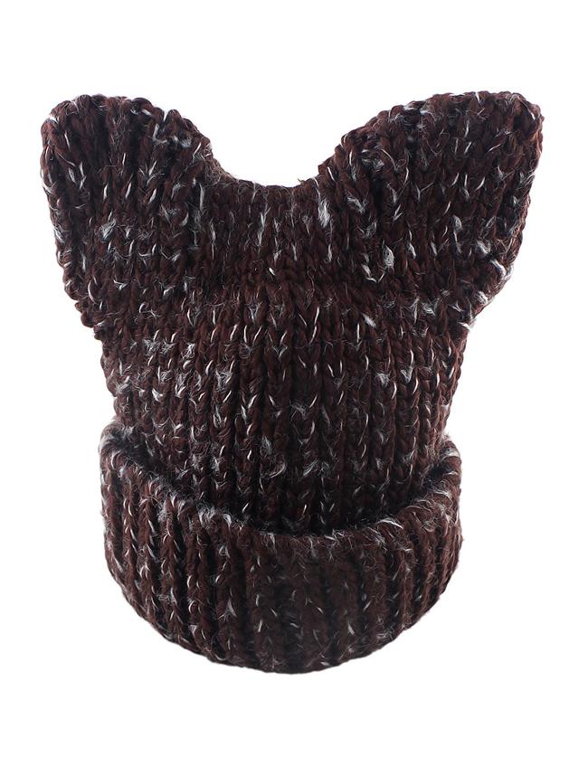 Romwe New Coming Coffee Trendy Winter Style Beautiful Lady Knitted Hat
