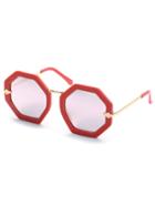 Romwe Pink Hexagon Frame Sunglasses