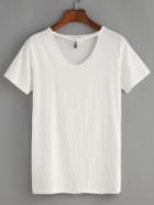 Romwe Cut Out Neck Embellished T-shirt