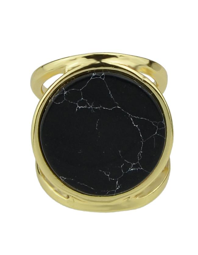 Romwe Black Plated Single Big Ring