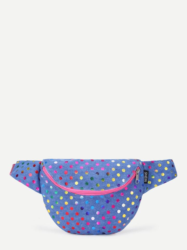 Romwe Metallic Dot Bum Bag