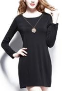 Romwe Long Sleeve Slim Black Dress