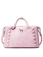 Romwe Metal Horse Accent Studded Tote Bag - Pink