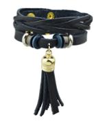 Romwe Black Pu Leather Warp Bracelets