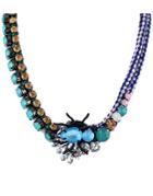 Romwe Blue Gemstone Spider Necklace
