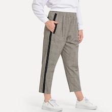 Romwe Plus Tape Side Plaid Pants