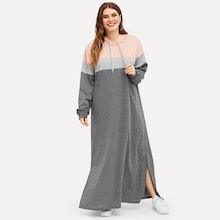 Romwe Plus Color-block Split Side Sweatshirt Dress