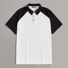 Romwe Guys Raglan Sleeve Polo Shirt