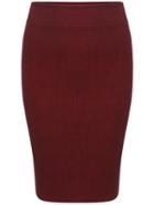 Romwe Knit Bodycon Red Skirt