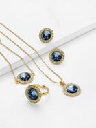 Romwe Contrast Round Design Necklace & Ring & Bracelet Set