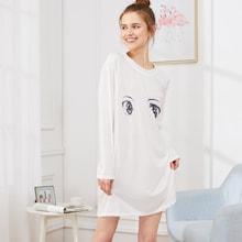 Romwe Eye Print Night Dress