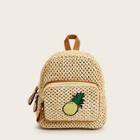 Romwe Pineapple Detail Braided Zipper Backpack Bag