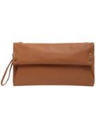 Romwe Khaki Rivet Studded Double Layer Bag