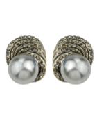 Romwe Silver Small Pearl Earrings
