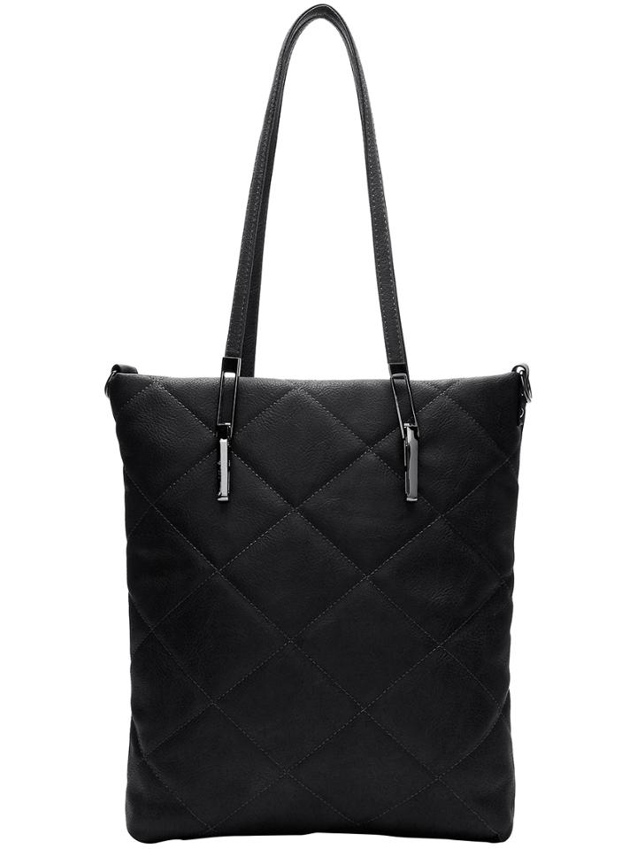 Romwe Dark Gray Diamond Pu Shoulder Bag