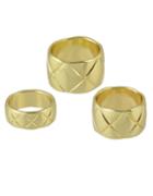 Romwe Gold Plated 3 Pcs Big Rings Set