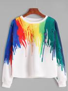 Romwe Multicolor Splash Print Casual Sweatshirt
