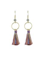 Romwe G-colorful Round Circle Shape With Colorful Long Tassel Drop Earrings