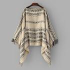 Romwe Fringe Detail Cloak Sweater
