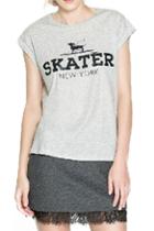 Romwe Romwe Skater Dog Print Short Sleeved Grey T-shirt