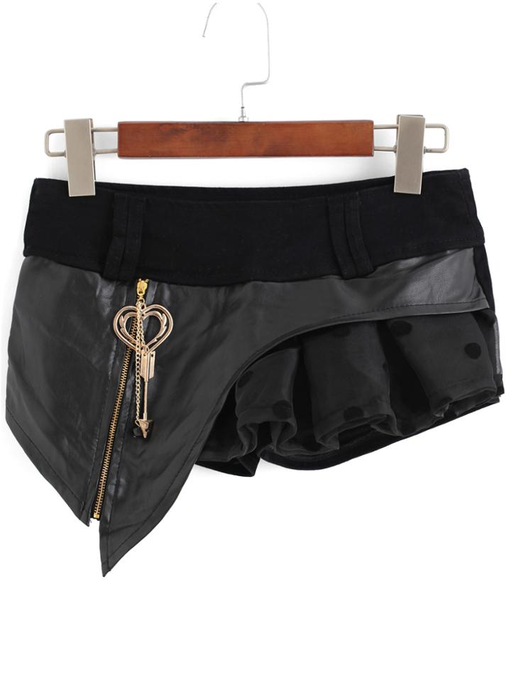 Romwe With Zipper Asymmetrical Shorts