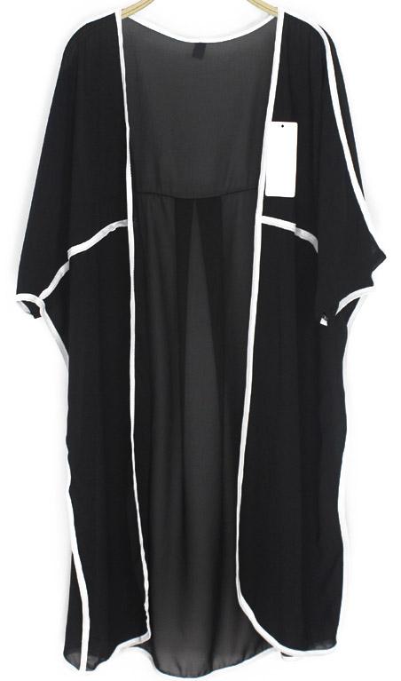 Romwe Bat Sleeve Chiffon Black Top