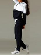 Romwe Colour-block Hooded Zipper Sport Sweatshirt With Pant