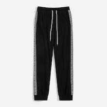 Romwe Guys Elastic Waist Letter Tape Pants