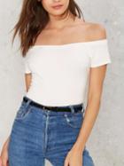 Romwe White Off The Shoulder T-shirt