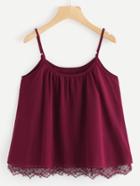 Romwe Eyelashes Lace Hem Cami Top