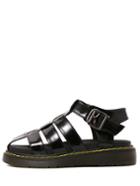 Romwe Faux Patent Caged Ankle Strap Flatform Sandals