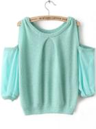 Romwe Off-shoulder Knit Green Sweater