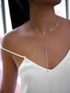 Romwe Rhinestone Detail Layered Chain Necklace