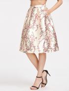 Romwe Calico Print Zipper Box Pleated Tulip Skirt