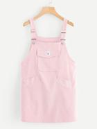 Romwe Patch Detail Pocket Front Pinafore Dress