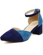 Romwe Color-block Slingbacks Mid Heeled Pumps