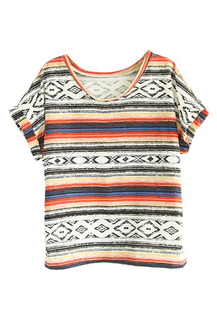 Romwe Striped Short Sleeved T-shirt