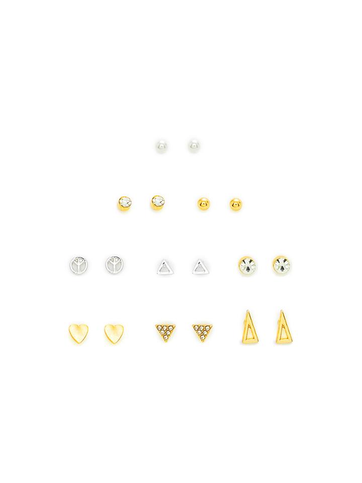 Romwe Heart & Triangle Design Earring Set