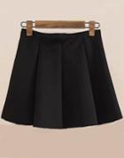 Romwe Pleated Flare Black Skirt