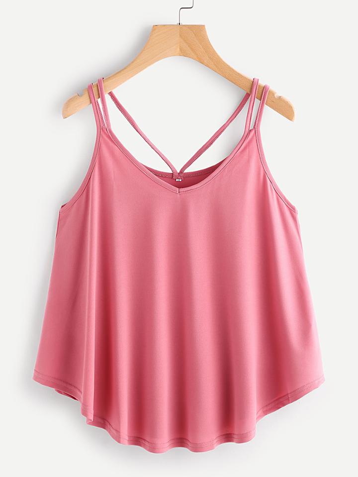 Romwe Curved Hem Strappy Cami Top