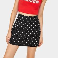 Romwe Polka Dot Print Skirt