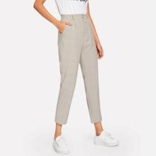 Romwe Plaid Pocket Side Pants