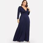 Romwe Plus Deep V Neck Plain Dress